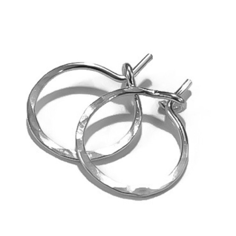 Tiny 10mm textured/hammered sleeper hoop earrings